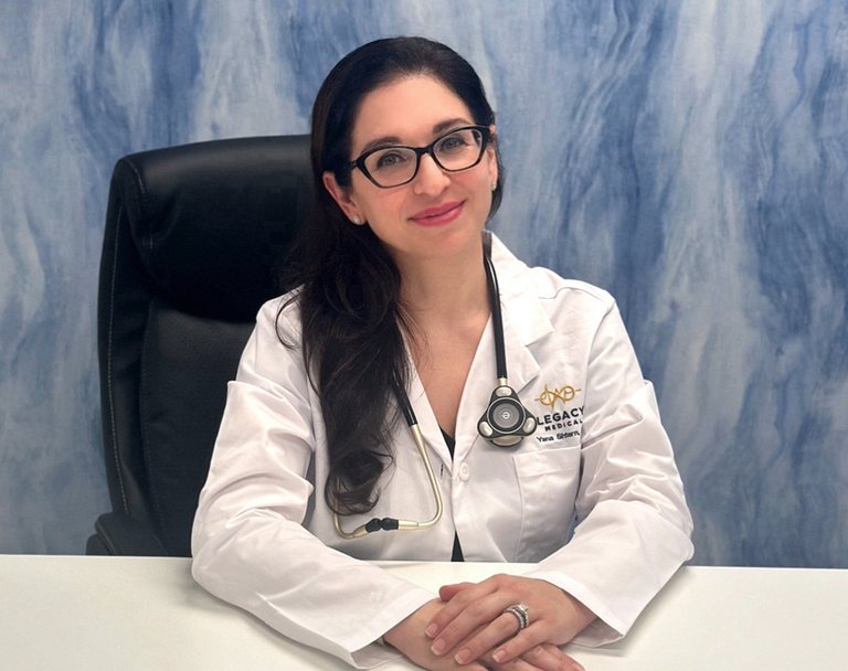 Dr. Yana Shtern at her desk at Legacy Medical